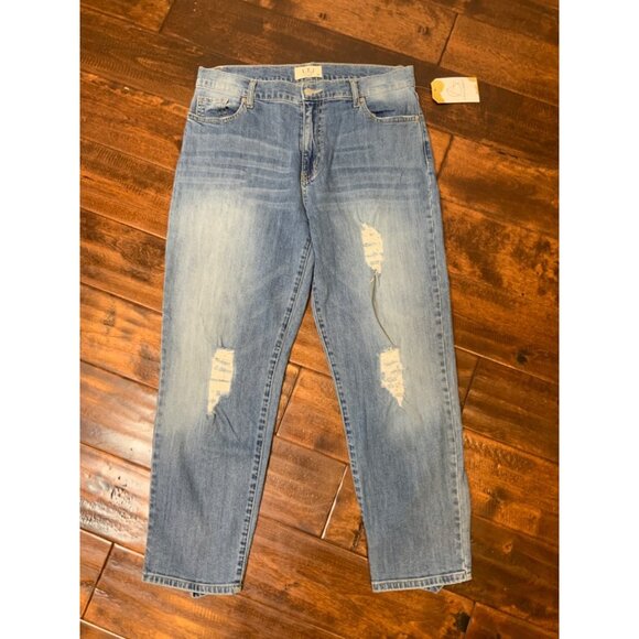 letter to juliet Light Wash Straight Boyfriend Blue Denim Jeans Distressed Sz 30 - Picture 1 of 4